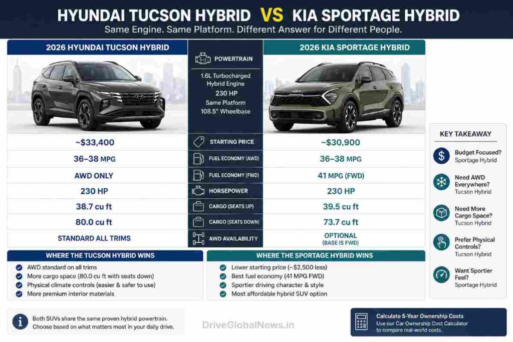 Hyundai Tucson Hybrid vs Kia Sportage Hybrid