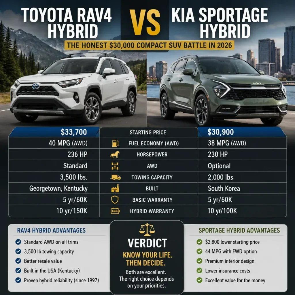 Toyota RAV4 Hybrid vs Kia Sportage Hybrid