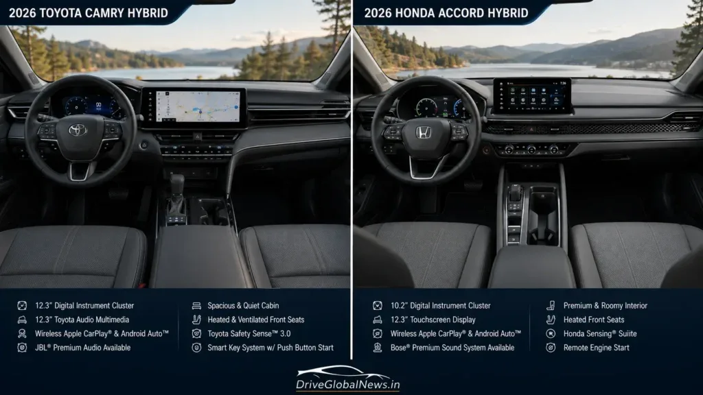 Toyota Camry Hybrid vs Honda Accord Hybrid 2026